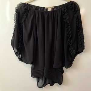 Truly Dear Size Small with Double Ruffle Layers Sheer Blouse. Bohemian